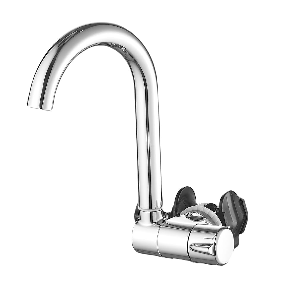 Grifo de Agua fría Plegable de 360° para caravanas y autocaravanas - Grifo Monomando para Lavabo, Montaje en Pared o Cubierta, Acabado Cromado. Ideal para Barcos, Yates y Camping.