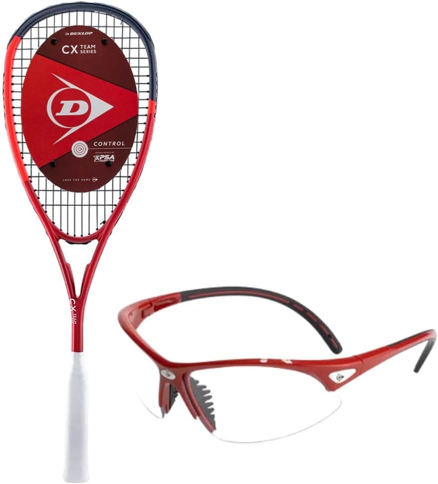 Dunlop Sports CX Team 132 Squash Racket Bundled with Dunlop Eyewear and Squash Balls