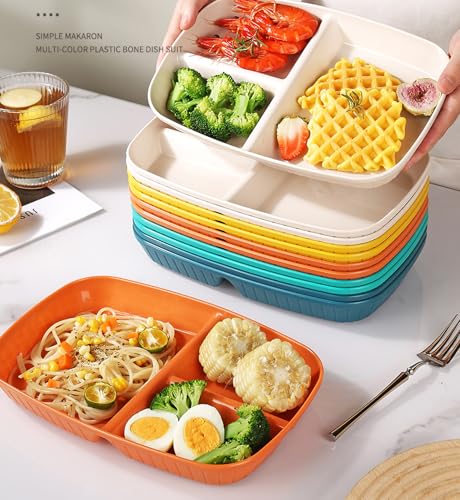 Image of Reusable & Unbreakable Food Tray for Parties, Family Gatherings, and Holidays Dinner Dishes Great for Sushi, Snacks, Cake, Meat & Appetizers, Cake Fruits Salad Cupcake (Beige, Pack of 4)