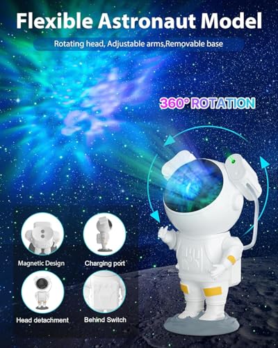 Image of Toyshine Astronaut Space Galaxy Star Projector with Remote and Timer Night Light 360 Adjustable Projection Room Decor for Kids and Adults