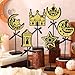 Huwena 6 Pcs Ramadan Decorations Eid Mubarak Table Decor Wooden Tall Standing Islamic Sign Eid Al Fitr Mubarak Table Decoration Set Ramadan Tabletop Decor for Muslim Party Tabletop Decoration Home