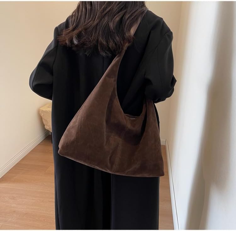 Women’s Trendy Suede Tote Bag Shoulder Bags For Women Fall Underarm Bag Winter Hobo Bag Work Purses Suede Travel Handbag - Image 2