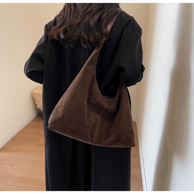 Women’s Trendy Suede Tote Bag Shoulder Bags For Women Fall Underarm Bag Winter Hobo Bag Work Purses Suede Travel Handbag - Image 4
