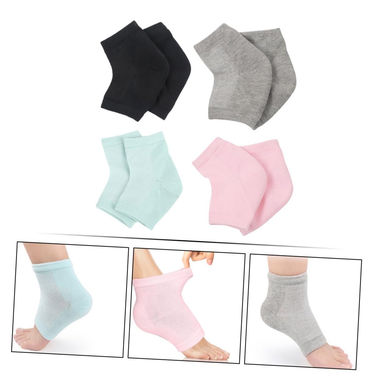 Beaupretty 4 Pares de Calcetines Alivian y Suavizan Epidermis Seca Hidratantes para Talones Agrietados Gel y Algodón Transpirable Unisex para Uso Diario