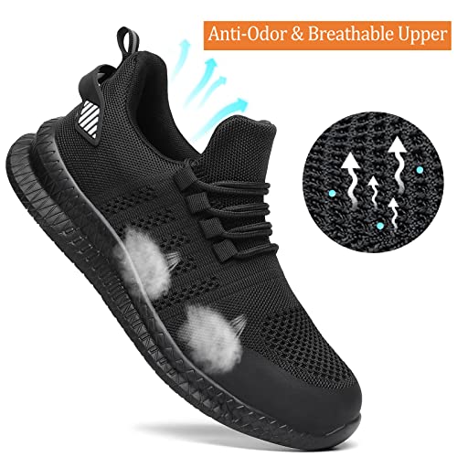Steel Toe Shoes for Men and Women Comfortable Lightweight Work Safety Shoes Puncture Proof Slip Resistant Indestructible Sneakers Construction Work Utility Black M5