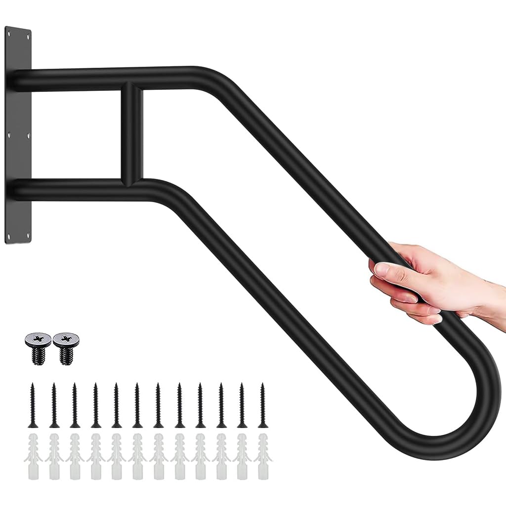 HANNEA® Grab Bar for Stairs Porch, Outdoor Handrail Safety Rod for Toilet Elders Wall Mounted Steps Handrail 22.8" Metal Stair Railing Handrails for Staircases, Porch, Bathrooms-image-42