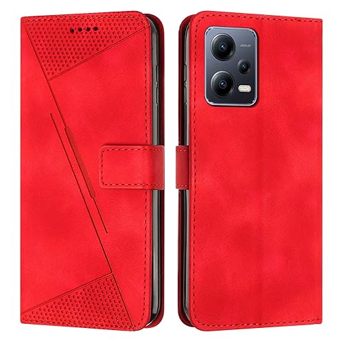Étui Xiaomi Redmi Note 12 5G anti-choc portefeuille rouge avec porte-carte