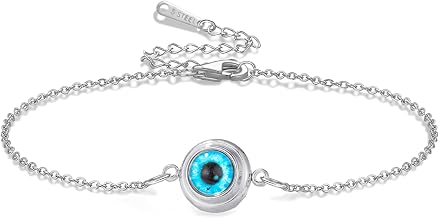 Delicate Evil Eye Bracelet for Women Stainless Steel Adjustable Turkish Eye Birthstone Bracelets Amulet Jewelry Gift
