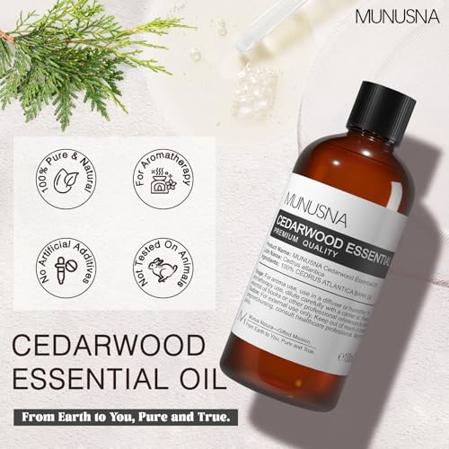 Image of Cedarwood Essential Oil for Hair Care, Aromatherapy Diffuser, 100ML | 100% Pure and Natural, Cedarwood Oil for Skin Massage, Home Spray, DIY Air Freshener, Candle and Soap Making, 3.38 fl oz