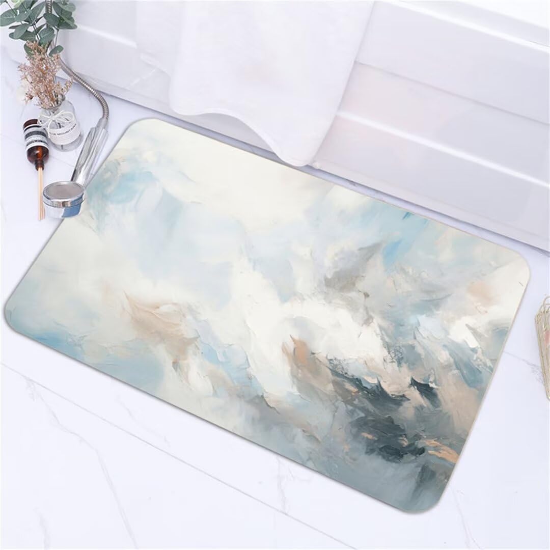 Badezimmerteppich, Badematte Duschvorleger Badteppich Badvorleger rutschfest Waschbar Teppiche Badezimmer 80x150cm Bad Teppiche, Bathroom Stone Bath Mat, Badläufer Badematten Badteppiche Stone