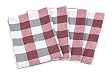 Zestri 4er-Set Geschirrtücher - Made IN EU - 100% Baumwolle - Kariert Geschirrhandtücher Saugstark Rot | 50 x 70 cm