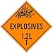 NMC DL91P25, DOT Placard Sign,"Explo. 1.2L 1" (4 Packs of 25 pcs)