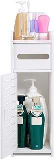 Ejoyous Small Bathroom Cabinet, White Wooden Bathroom Cabinet Toilet Storage Shelf, Waterproof Space Saver Organizer Slim Bathroom Storage Cabinet for Toilet Bedroom Kitchen Living Room (S)
