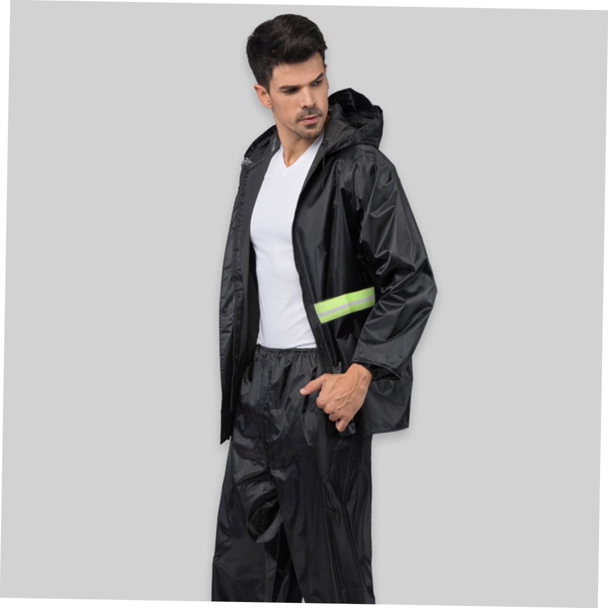 BESTYASH Poncho Przeciwdeszczowe Do Jazdy Konnej Czarne Poncho Przenośne Odblaskowa Kurtka Przeciwdeszczowa Dla Dorosłych Płaszcz Przeciwdeszczowy Z Kapturem Czarna Kurtka Przeciwdeszczowa