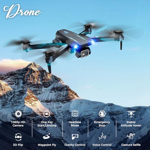 Drone with Camera, 1080P HD FPV Camera, One Key Take Off/Land, Altitude Hold, 360 Degree Flip, Waypoint Flight, Gestures Selfie, Gravity Control, 3 Speed, 2 Battery, Mini Drone for Kids 8-12 10-15, Beginners, Adults - Image 5