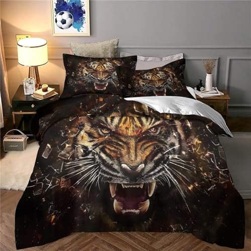 Housse de Couette Tigre 140x200 Parure de Lit 3D Microfibre - 6