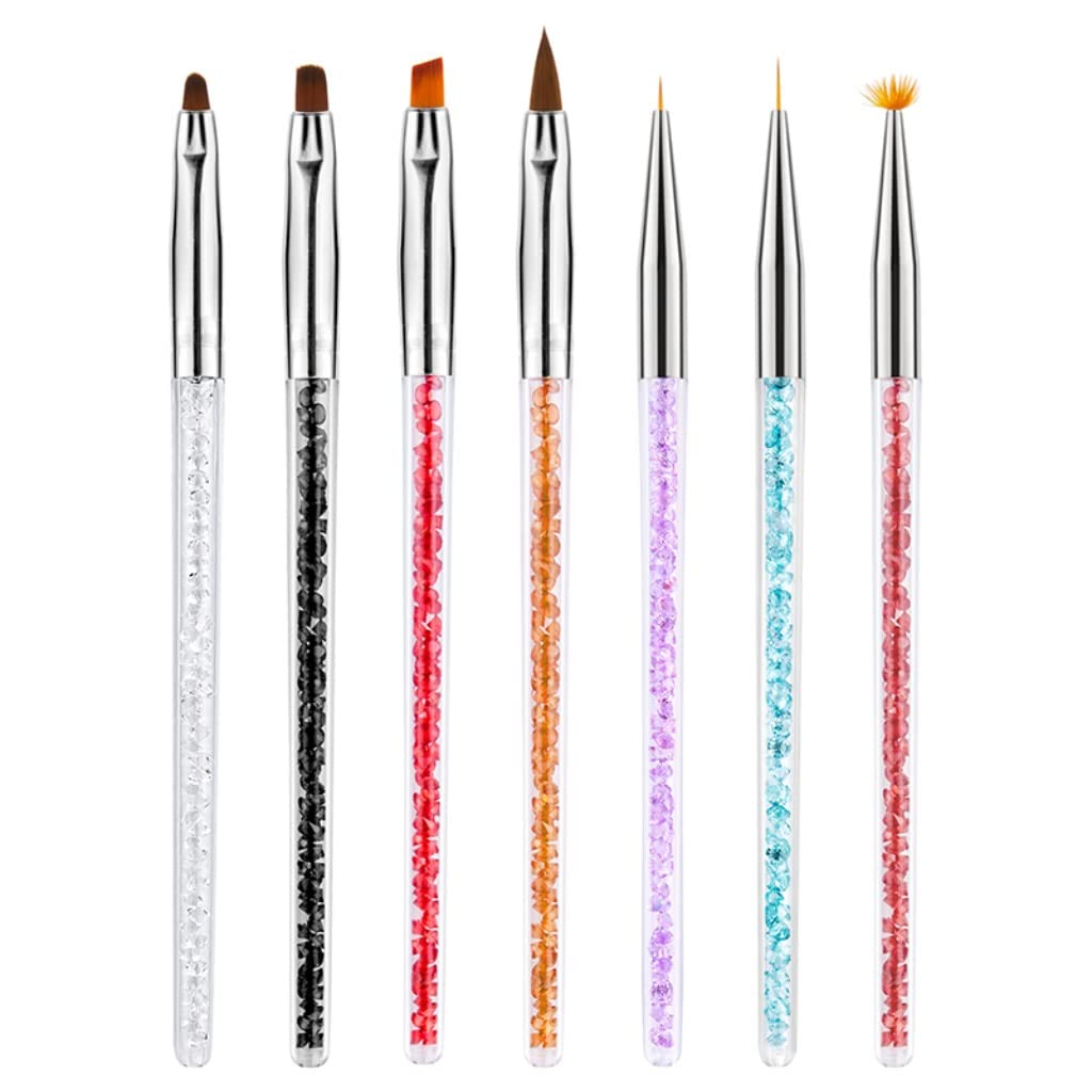Set di colori ad olio, pennelli artistici, pennelli for nail art, pittura con strass, disegno, penna, rivestimento, modellatura, ventaglio piatto, angolo, linea sfumata, punte rotonde in cristallo acr