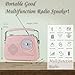 Portable Radio AM FM Shortwave Vintage Radio, Great Reception Receiver Bluetooth Speaker Plug in Wall, Support USB Drive/TF Card, Good Sound for Family or Friend for Home/Outdoor/Kitchen (Pink)