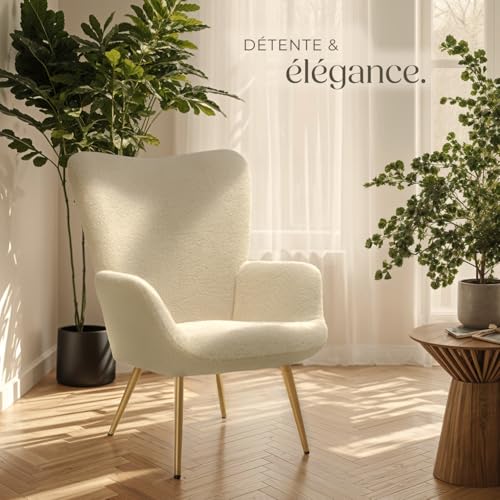 Fauteuil rembourré Bouclé crèmeor - vue 10