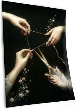 Thread of Life Art Print - The Fates Moirai Picture, Unframed Moody Gothic Poster, Greek Mythology Wall Decor, Elegant Mystical Pagan Illustration 5in x 7in