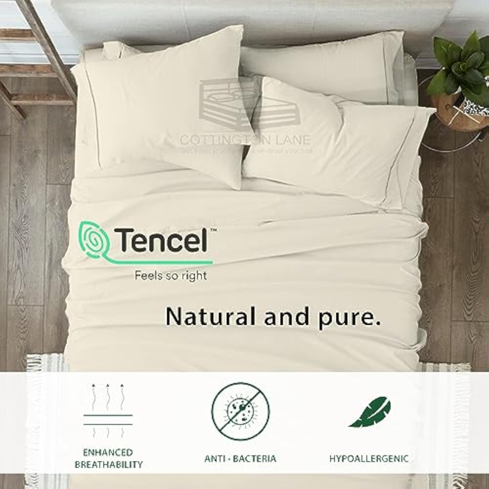 Tencel King Size Sheets Set, 100% Eucalyptus, Cooling