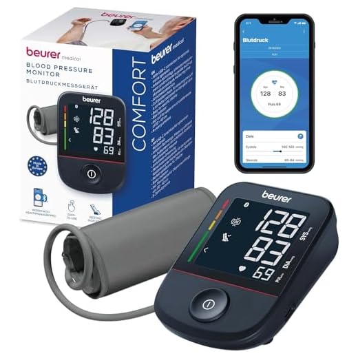 Beurer BM 48 Oberarm Blutdruckmessgerät, einfache Ein-Knopf-Bedienung, sanfte & schnelle Messung, Arrhythmie-Erkennung, Manschette für 22-42 cm, mit App, Datenübertragung zu Apple Health und co.