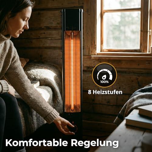 Infrarot Heizstrahler 2000W 8 Stufen, 2-in-1 Infrarot Wandmontage Standgerät, IP65, Fernbedienung, Timer, Elektroheizung, Infrarotheizung TOR, Heizstrahler Terrasse & Innenraum, Outdoor