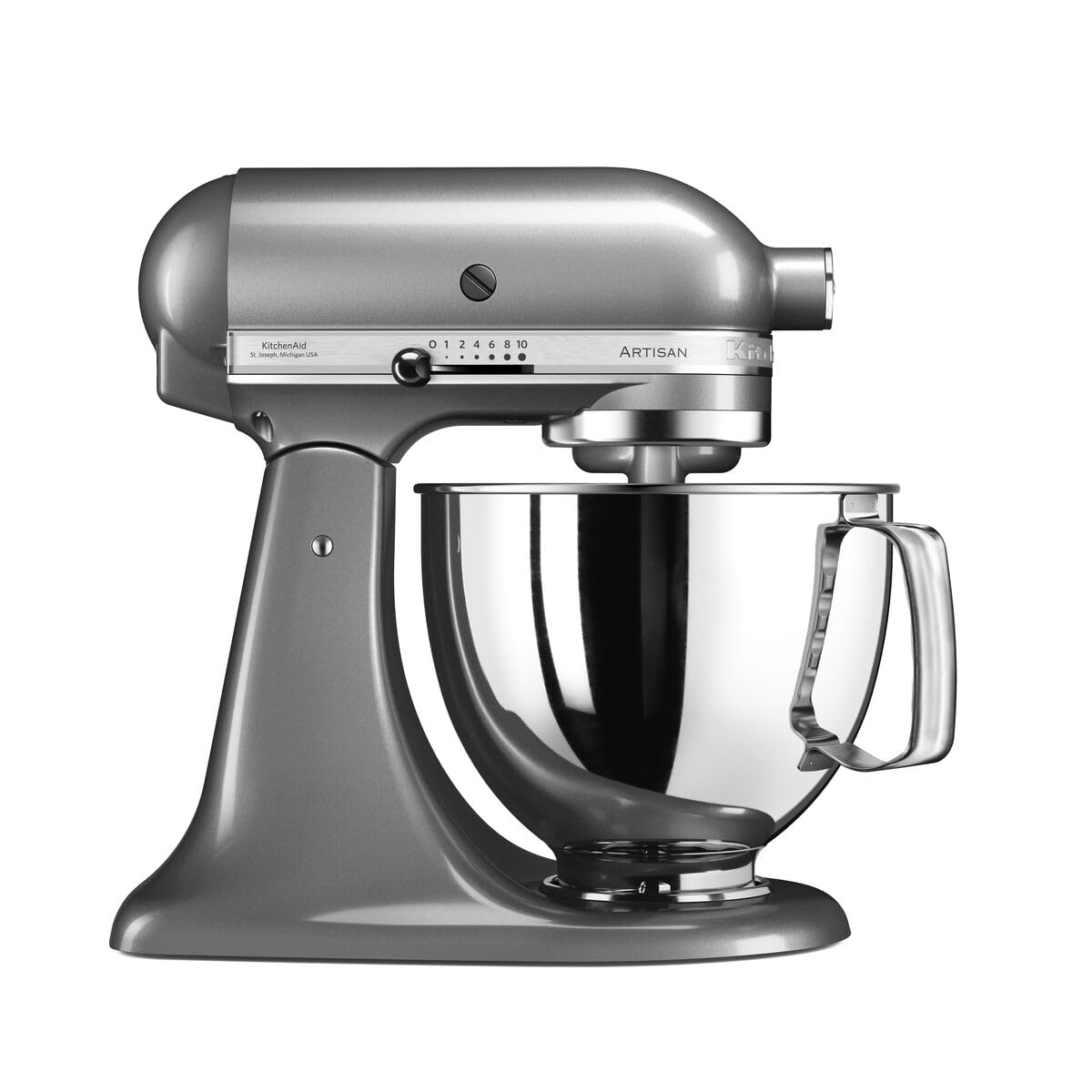 Kitchenaid Planetaria - Artisan - Robot Da Cucina Con Testa Inclinabile E 3 Accessori - 4.8 L - Impastatrice - Color Argento Placcato-image