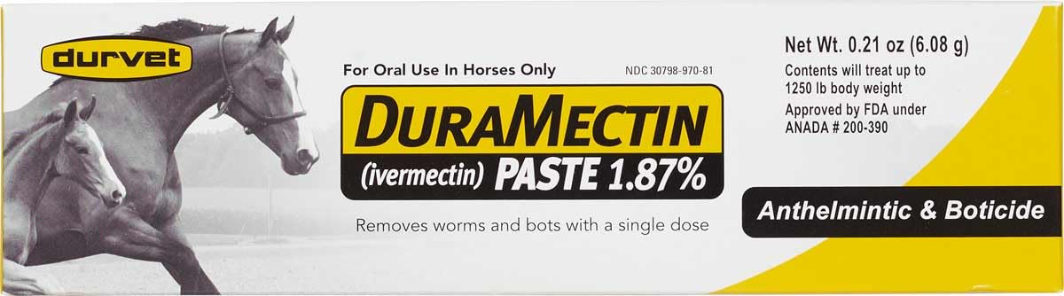 DuraMectin Ivermectin Paste 1.87% Horse Wormer 1 Tube (for Horses only)