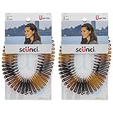 Scunci Effortless Beauty Stretch Hair Combs. Tortoise, Opaque White, and Black. 3-Count (2-Pack)