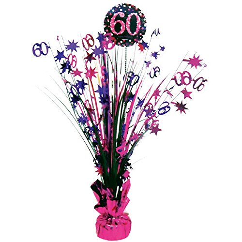 Party Parade - Decorazione per Feste di Compleanno, per 60 Anni, 1 Pezzo, Colore: Rosa/Nero/Argento
