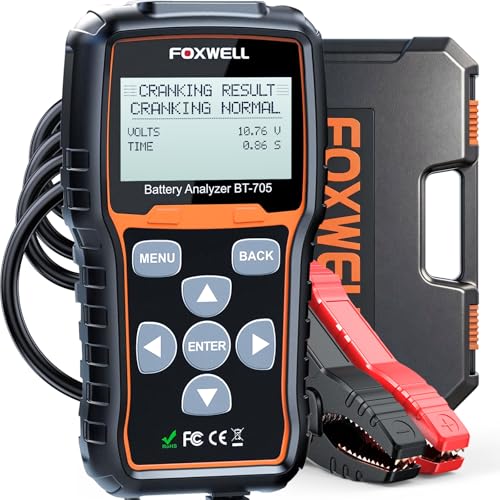 FOXWELL BT705 Car Battery Tester 24V 12V, Professional Alternator Tester, Automotive 100-2000CCA Load Tester, Digital Cranking Charging System Analyzer with High Accuracy for Trucks, RVs & Boats