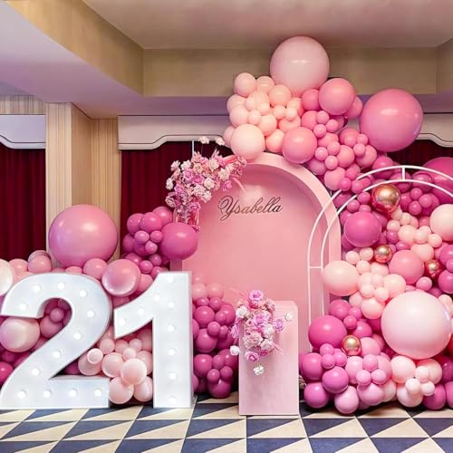 Image of PartyWoo Hot Pink Balloons 140pcs Different Sizes of 18 12 10 5 Inch Magenta Fuchsia Dark Pink Balloon Arch Kit Garland for Wedding Girl Baby Shower Princess Birthday 1950s Party Decorations Pink-Y01