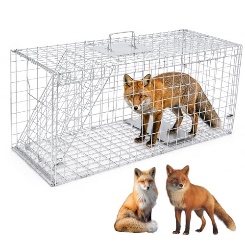 BYRPRO Collapsible Humane Live Animal Trap Cage 42.5 in (1084045 cm) 2.0mm Heavy-Duty Steel Wire Reinforced Frame Anti-Escape Trap Door Tight Mesh Smooth Edges Gloves Included
