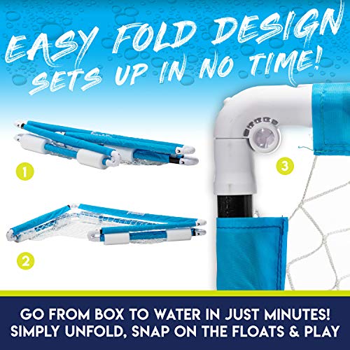 Franklin Sports Water Polo Goal Set - Floating Goal - Pool Water Polo Net + Inflatable Water Polo Ball - Large 40" X 30" Goal - Fun Pool Game Set For Kids #TOP4