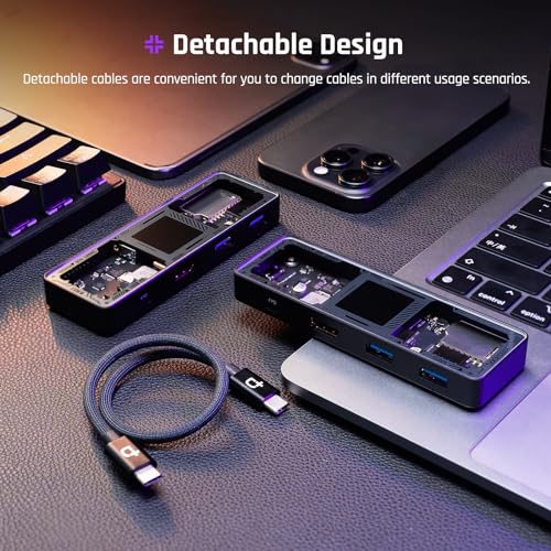 Image of DockCase Explorer Edition Visual Smart USB C Hub (7-in-1) with HDMI Port 4K@60Hz, 100w PD Power Delivery, 3 USB-A 5Gbps Data Ports, SD /TF Card Reader, for MacBook Air /Pro, iPad Pro, Dell XPS, and More