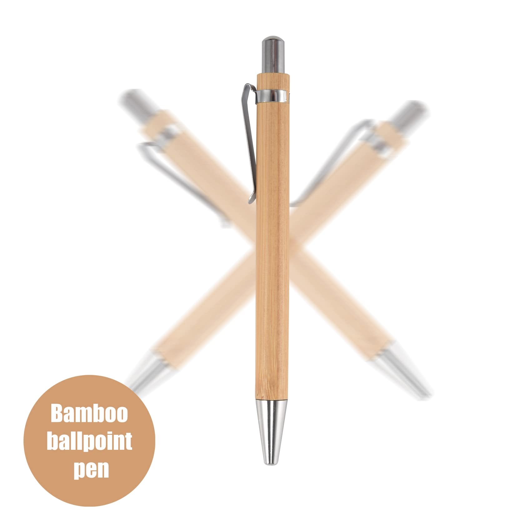 30er-Set Bambus-Kugelschreiber Mit Clip | Nachhaltige Holzschreiber Für Büro & Schule