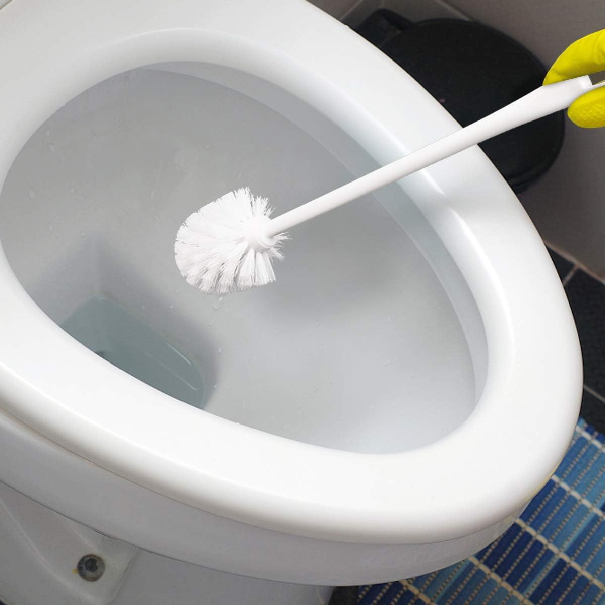 Best Promo Topsky White Soft Bristle Long Handle Eco Plastic Toilet Brush Cleaner (2 Pack Longer)