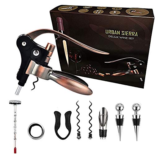 Urban Sierra Rabbit Wine Bottle Opener Kit - 9 pc Gift Set with Corkscrew and Accessories - Easily Open Bottles and Enjoy Glasses of Your Favorite Red and White Wines - Gift Sets for Men and Women