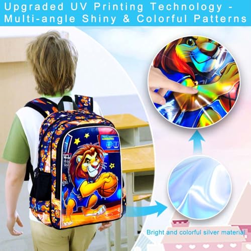 Image of 3PCS Dinosaur Backpack for Boys, 16 Inch Kids Water Resistant Preschool Elementary Kindergarten Bookbags and Lunch Box | Kids