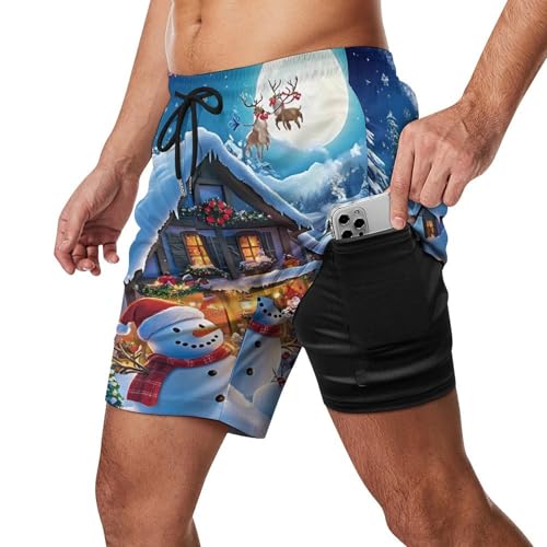 Santas Secret Village Mens Swim Trunks Quick Dry Beach Board Shorts with Pockets2