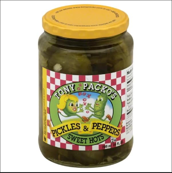 Tony Packo's Sweet Hots Pickles & Peppers, Kosher, 24 Ounce (Pack of 12)