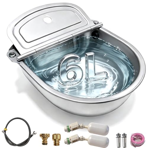 Viehtränke Edelstahl Mit Geflochtenem Schlauch Und Befestigungsbolzen Schwimmer-Tränkebecken FüR TräNkebecken FüR Rinder Schafe Hunde Und Pferde (Without Drainage Hole)