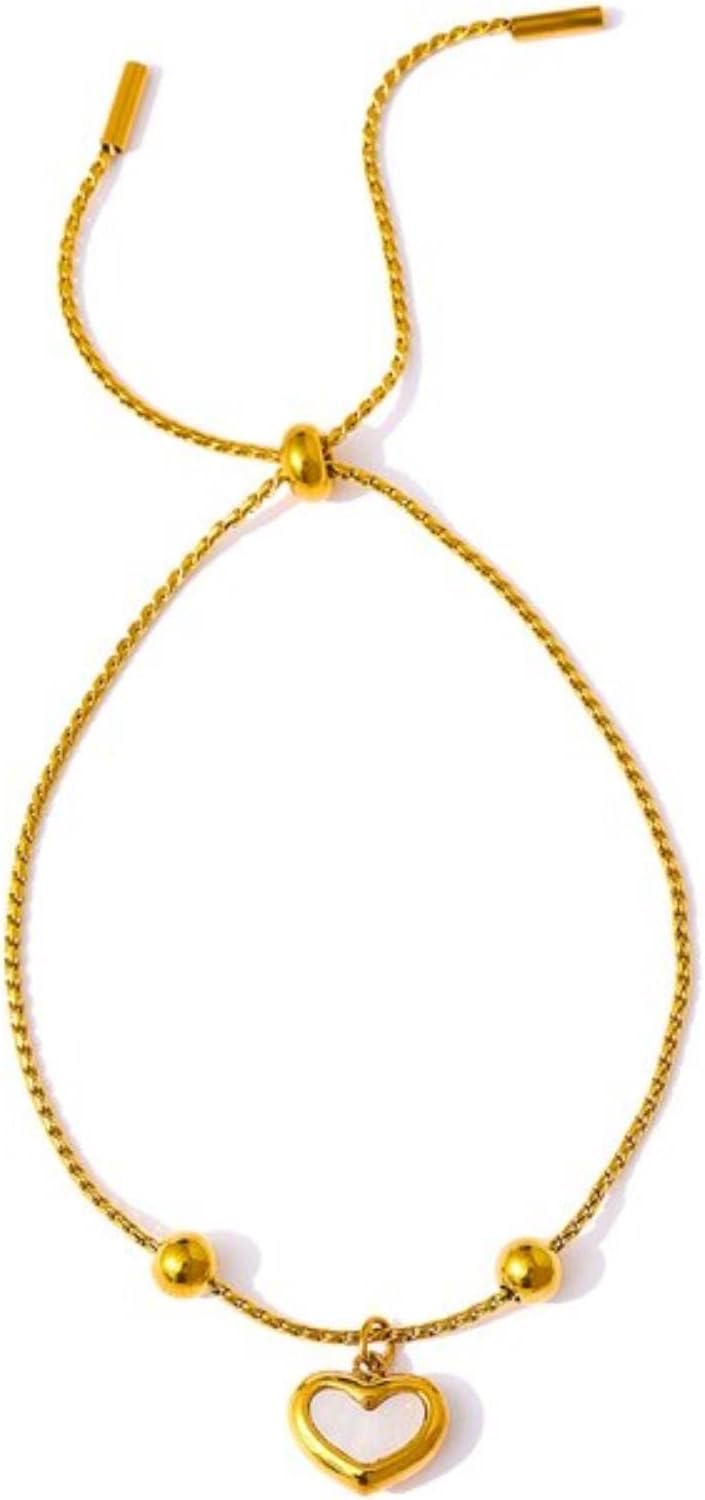 Pulsera de pie, Cadenas for el Tobillo, Tobillera de Playa for Mujer Corazón de Moda Cadena de Concha Natural Verano Tobilleras Descalzas Pulseras Joyería Playa de Arena