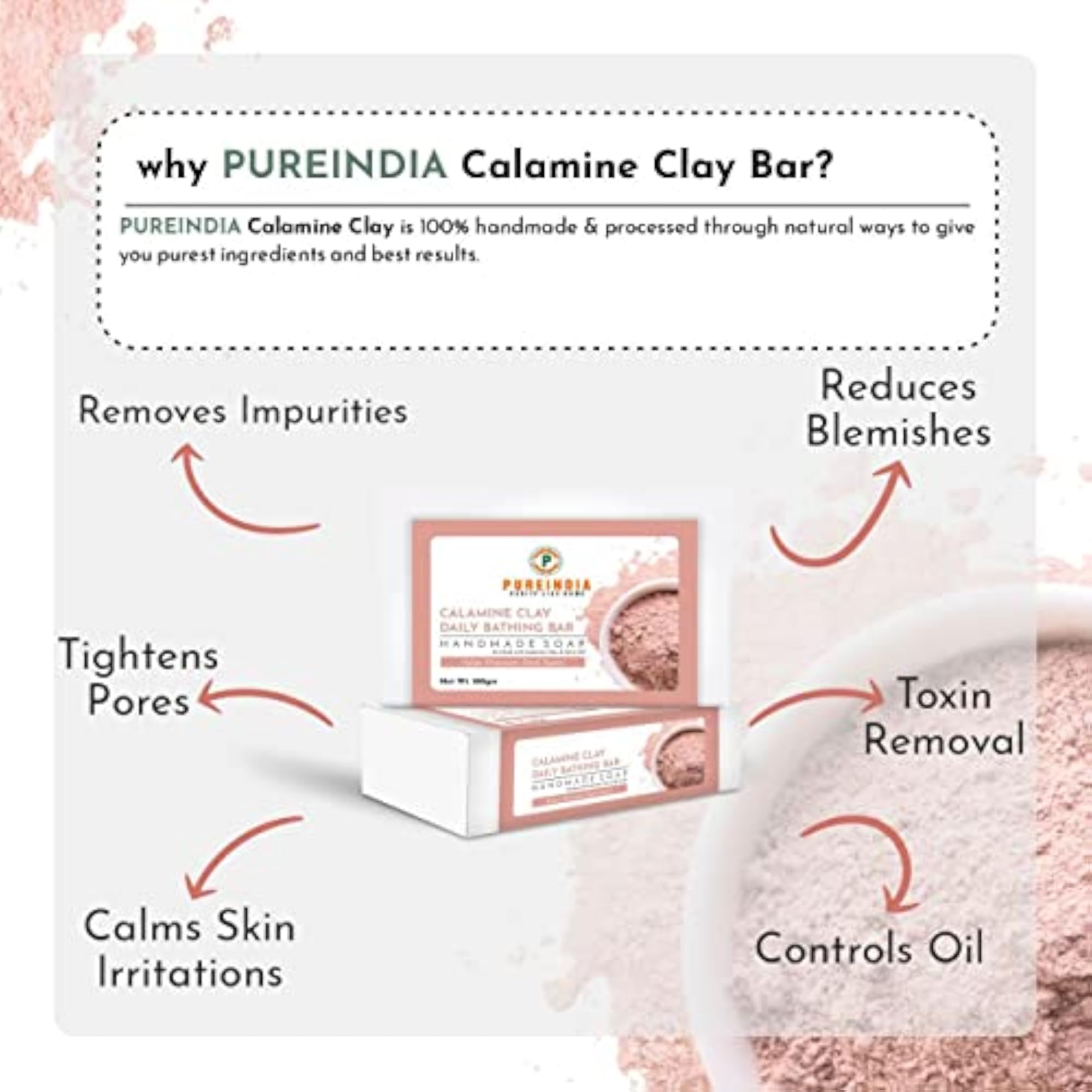 Handmade Calamine Clay Daily Bathing Bar 100g, Skin Care Gift