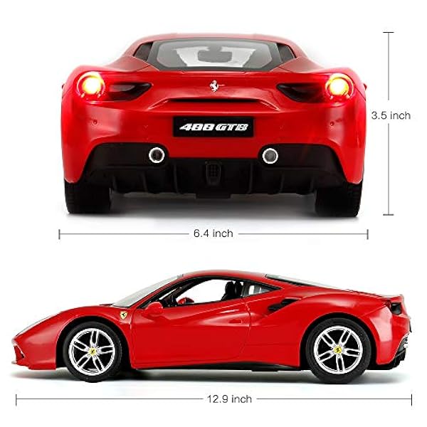 Ferrari 488 GTB Modelo, Rastar 1/14 Escala Ferrari Coche Control Remoto Para Niños 8-12 - ROJO