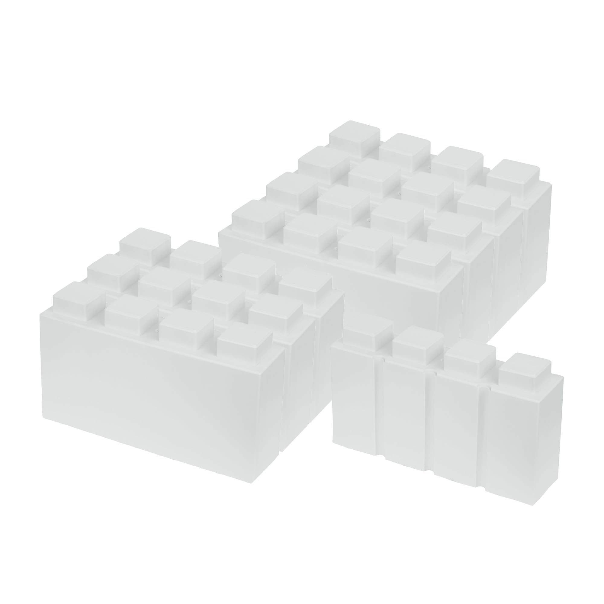 EverBlock 12' x 3' Line Half Plastic Modular Block Bulk Pack | Giant Building Blocks | Easy to Connect & Reuse | Indoor & Outdoor Use | Build Displays & Structures | White