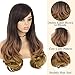 WIGER Synthetic Wigs With Bangs 3 Tones Ombre Wig Brown to Blonde Long Natural Wavy Heat Resistant Wig High Density Hair Full Wigs for Women Girls 24 Inches
