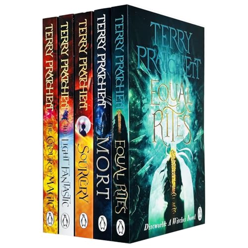 Terry Pratchett Discworld Novels Series 1 - 5 Books Collection Set (The Colour Of Magic, The Light Fantastic, Equal Rites, Mort, Sourcery)