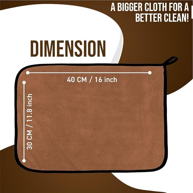 Image of Btag Microfiber Cleaning Cloth, 30x40 cms 600 GSM | Highly Absorbent,Lint and Streak Free, Multi-Purpose Wash Cloth for Kitchen,Car,Window,Stainless Steel,Silverwear (D.Brown 30x40cms) Pack of 3